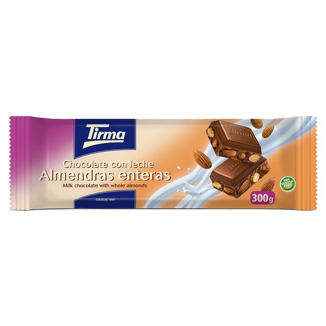 Chocolate Tirma tableta con almendra entera 300g – Auténtico sabor de Canarias