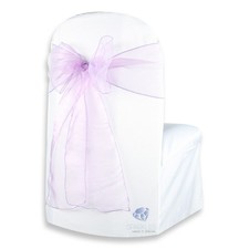 10 pcs Organza Chair Cover Bow Sash 108"x8" - Lavender - Wedding Party vd