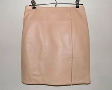Genuine leather pencil skirt 2 Tan blush Front slit USA Straight M Patmos Nappa