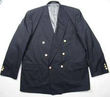 Vtg Dario di Napoli 48L Navy Wool Hopsack Double Breasted Gold Button Blazer