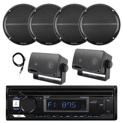 Pyle Marine Bluetooth Receiver, 4x 6.5'' 90W + 2x 3.5'' 200W Speakers, Antenna