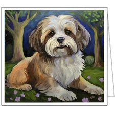 Exquisite Lhasa Apso Fine Art Notecards - Set of Six.  5.25 x 5.25 inches
