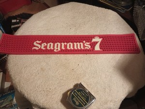 Actual Used Seagrams Bar rail Spill Mat 21” X 3 1/2”