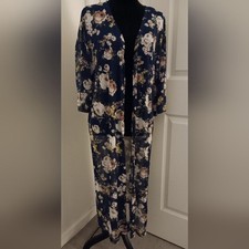 Ultra Flirt Sheer Blue  Floral Kimono Duster Top Women's Size L New With Tags