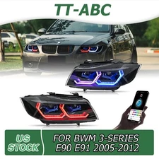 TT-ABC LED Headlight For BMW 3 Series E90 E91 Front Lamp Multi-color DRL 2005-12