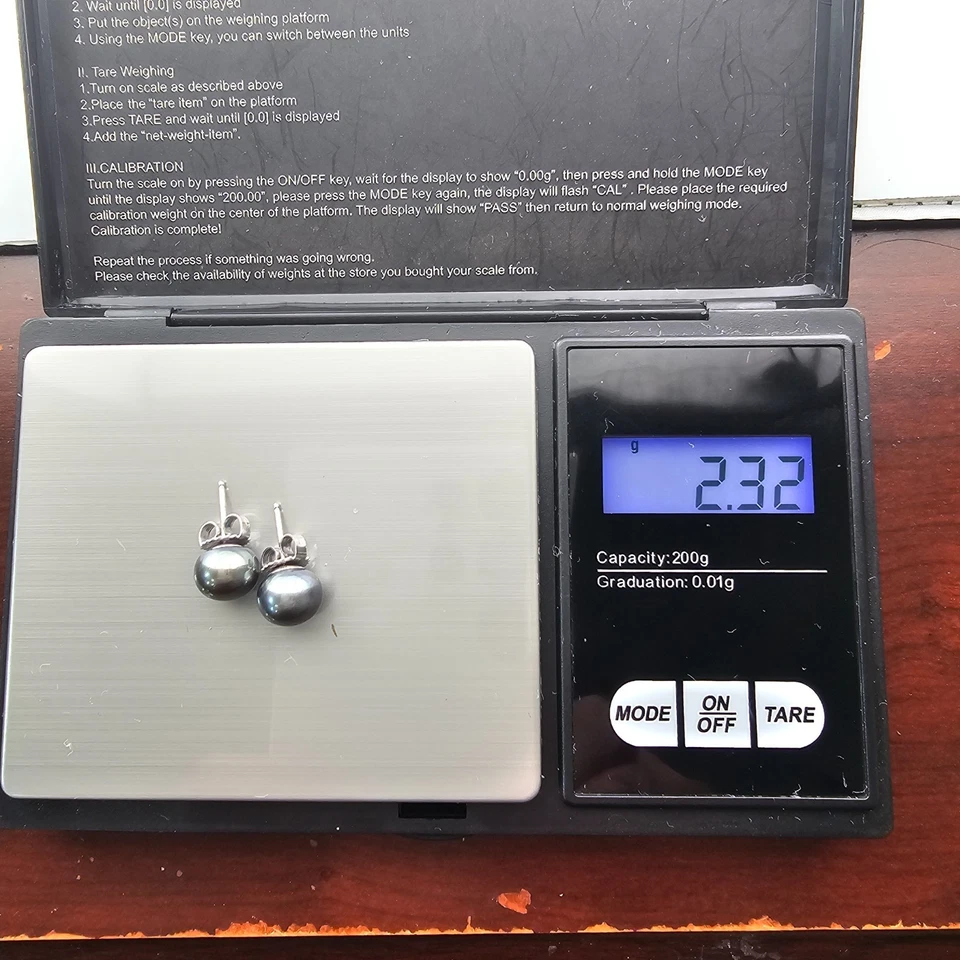 Perlas de pavo real cultivadas Honora de 9 mm gris plata de ley 925 poste nuevo Foto 4 de 4