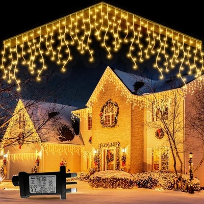 WJ 400 Icicle Lights Christmas 17M Super Bright LED Snowing Effect Outdoor Light UK