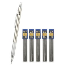 Mechanical Pencil 0.7mm Medium Point with 5Pcs Refills, Silver