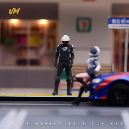 Diorama Resin 1/64 Motocycle Boy Painted Scene Props Figure Doll Fit Car Toys - 第 2/11 張圖片