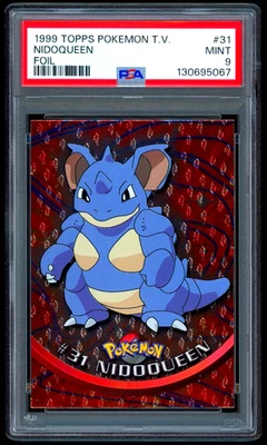 1999 Pokemon NIDOQUEEN Topps TV Series 1 Black Logo TEXTURED FOIL Card #31 PSA 9 - Image 1 of 2