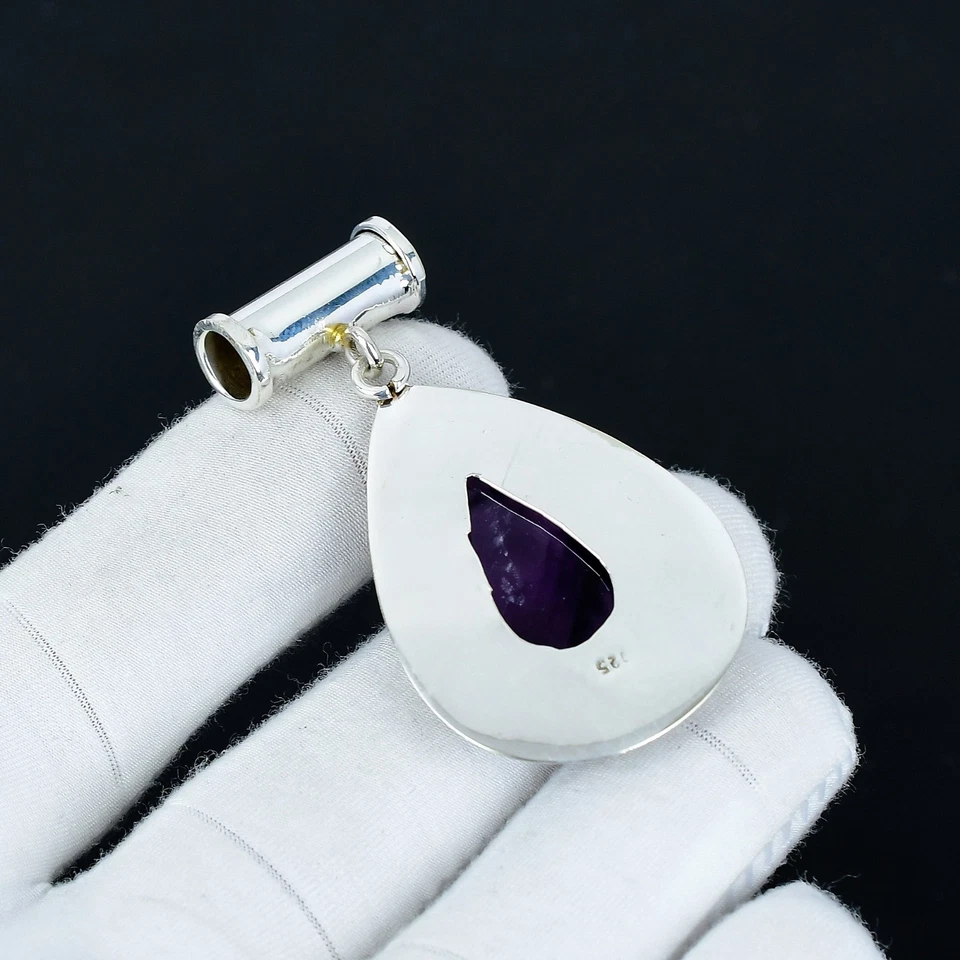 Ametista Gemma Ciondolo 925 Argento Sterling Boho Gioielli Per Anniversary Gifts - Immagine 4 di 4