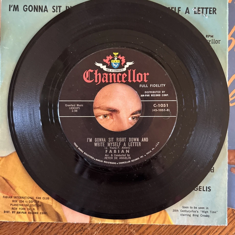 Lot of Three(3) Classic 45rpm FABIAN/ BOBBY RYDELL/ DUANE EDDY w/pic Sleeves - Image 3 of 4