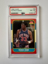 Patrick Ewing RC 1986 Fleer PSA 8 !!! ROOKIE ...