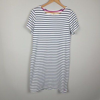 Joules Riviera Kleid Damen UK 14 weiß marine gestreift bretonisch Küste Tageskleid