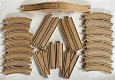 WOODEN Train TRACK THOMAS Brio 26 PIECE Lot Straight Curved Split BRIDGE Railway