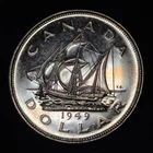 Canada 1949 $1 One Silver Dollar King George VI .800 Silver