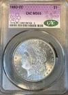 1883-CC Morgan Silver Dollar $1 CAC MS65 Silver