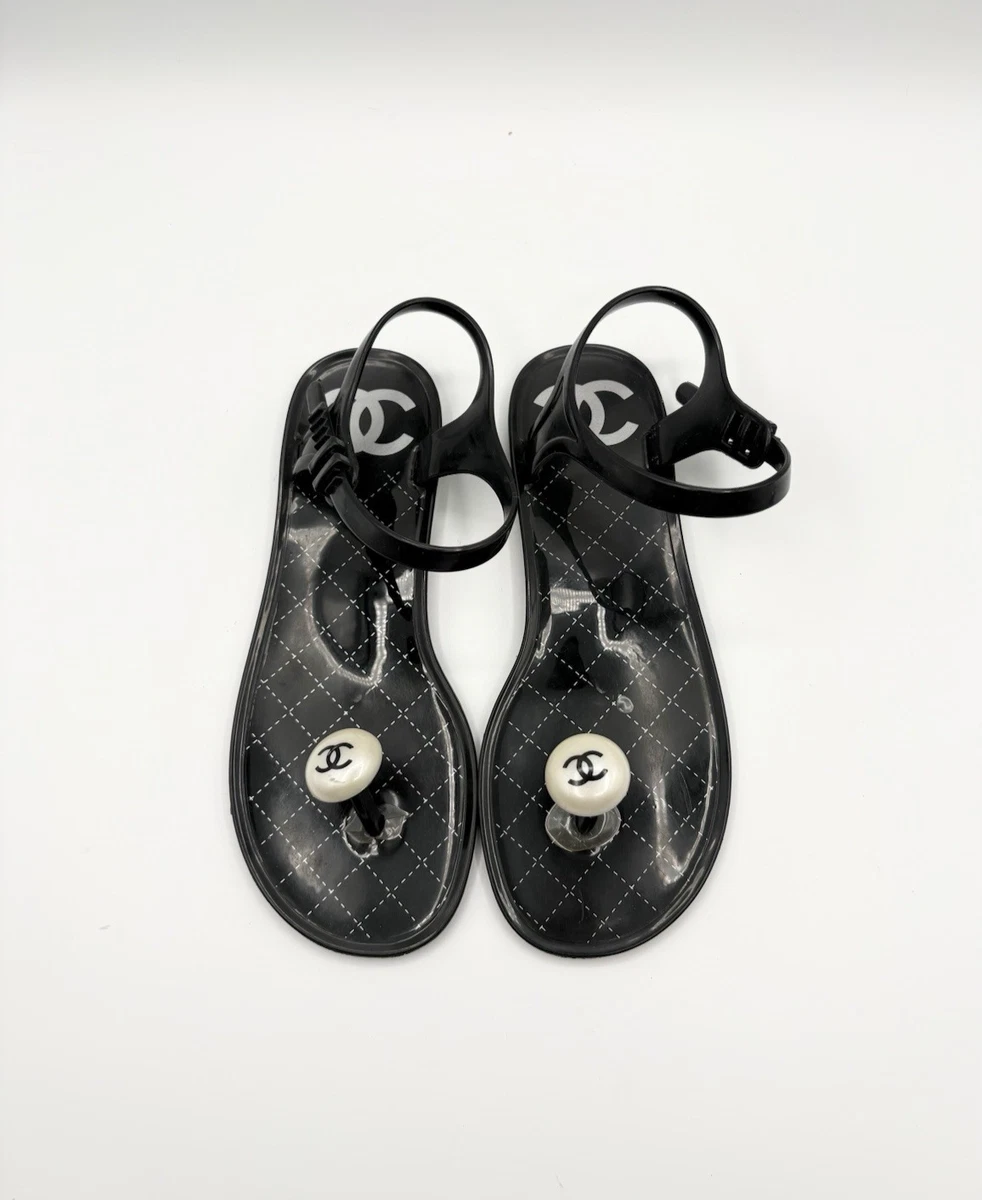 CHANEL Flat (Under 1 in) Rubber Sandals for Women for sale | eBay