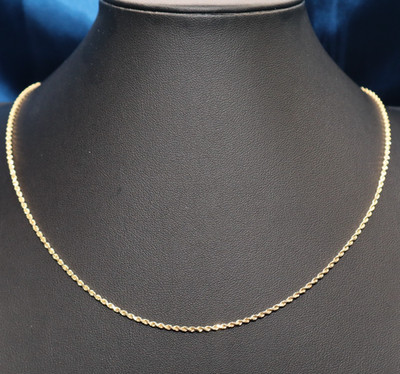 14k Yellow Gold 1.4mm Rope Chain Necklace 18'' Push Lock Clasp 5.2g