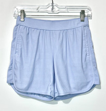 Athleta Girl Shorts L 12 Grayish Blue Pockets Breathable Elastic Waist Logo