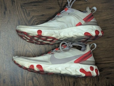 Nike Womens React Element 55 BQ2728-010 White Running Shoes Sneakers Size 9