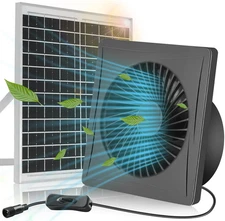 25W Solar Panel Powered Fan - Adjustable Bracket Solar Exhaust Fan for Chicken C