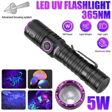 365nm UV Light LED USB Rechargeable Flashlight Blacklight Zoomable Inspect Torch