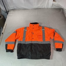 Ergodyne Jacket Mens Large Orange Hi Vis Fleece Lined Bomber Workwear Reflective