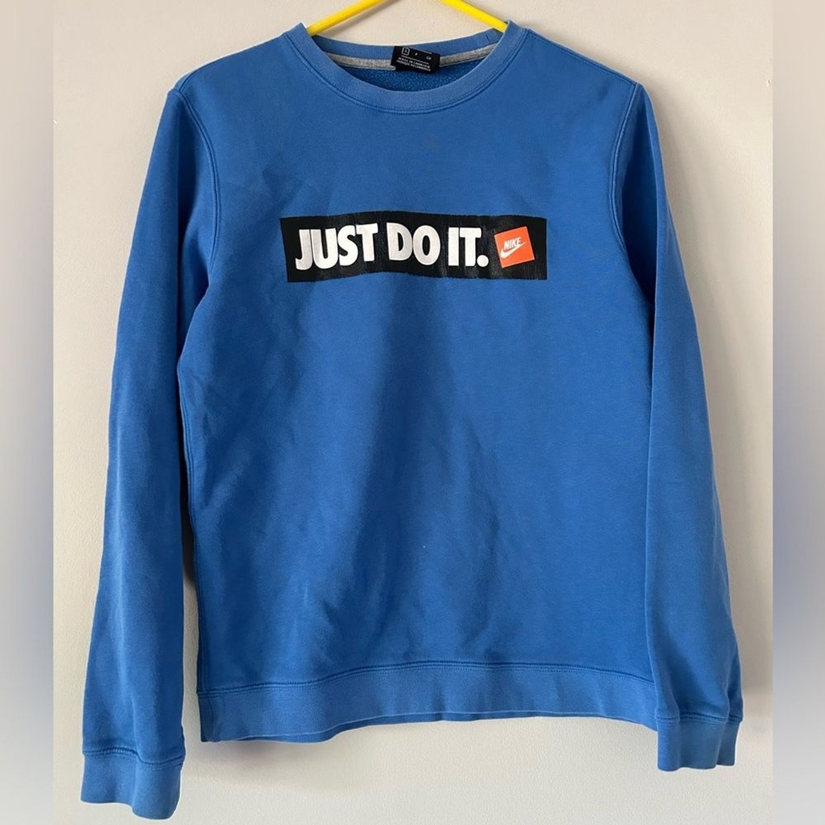 blue nike just do it sweatshirt