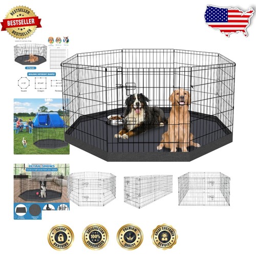 Vielseitiger 30 Zoll Hundespielplatz - Faltbarer 8-Panel Haustierzaun für drinnen/draußen