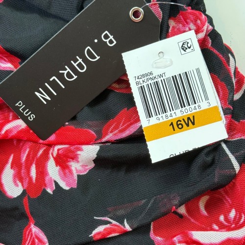 B. Darlin Bodycon Dress Floral Print Ruched Plus Size 16W Black Multi NEW - Picture 3 of 7