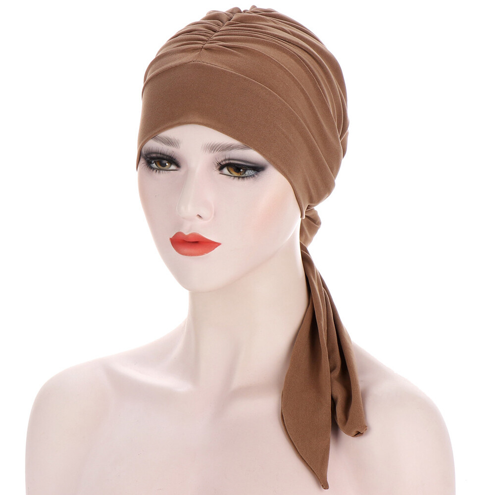 Muslim Women Turban Hat Long Tail Hijab Chemo Caps Hair Bonnet Headwear ...