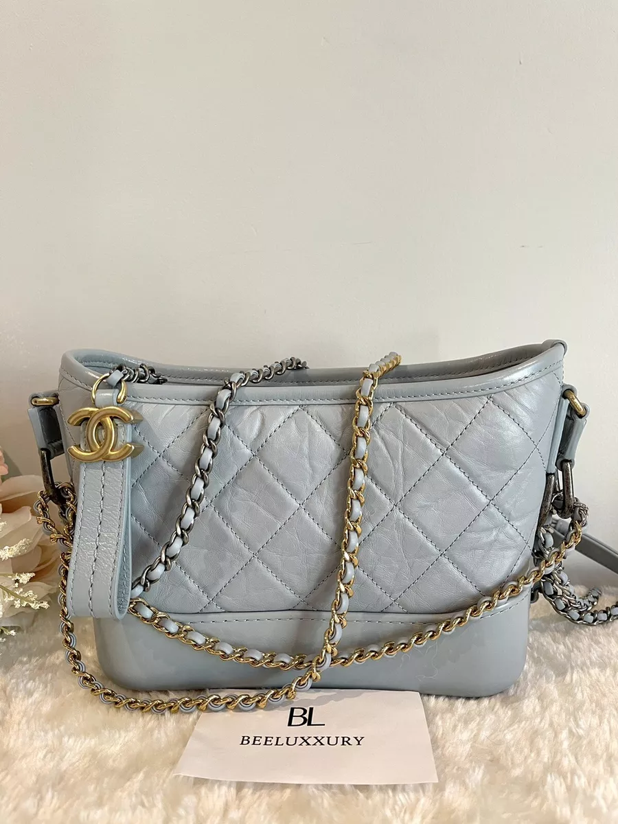 1000% AUTH! RARE🦄 Chanel Gabrielle Baby Blue Grey 💙🤍 Hobo