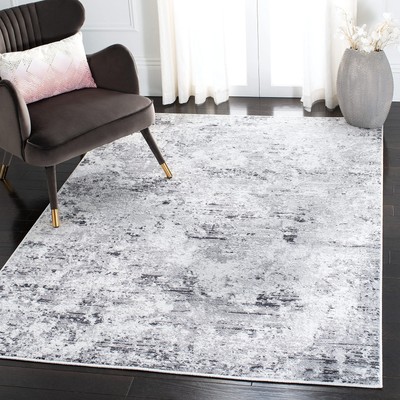 Amelia Collection Accent Rug - 4' x 6', Grey & Ivory, Modern Abstract Design,...