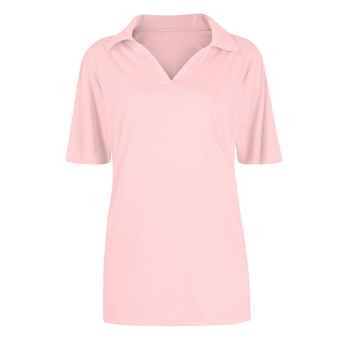 Damen Kurzarm Shirts V-Ausschnitt Sommer Oberteil Einfarbig Freizeit Arbeit Basic T-Shirts - Bild 4 von 40