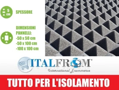 Pannelli Fonoassorbenti Piramidali da 5 cm Isolanti Poliuretano Espanso Italfrom