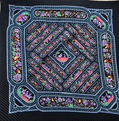 Hermes Plissee Qalamdan Schal 100% Seide von Catherine Baschet 1990 Original