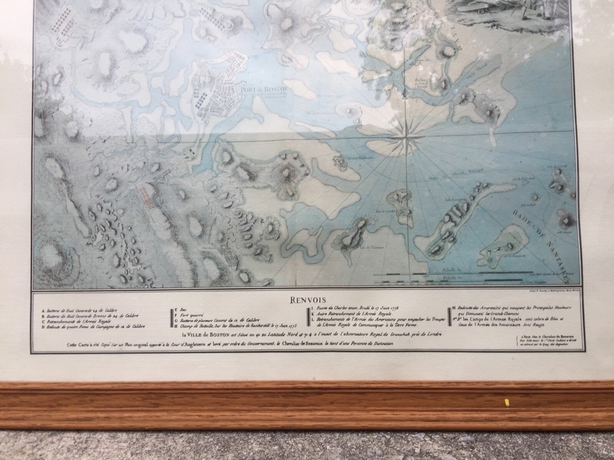 Vintage Boston Harbor Framed Nautical 1700s Chart/Map 26 x 20”