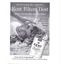 Kent Cigarette Ad 1950s Vintage Print Ad 9 inch Tall