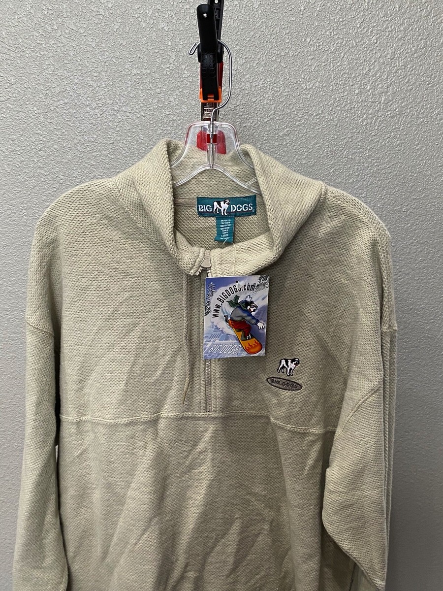 NWT Big Dogs Zippered Mock SWEATER Large L Embroidered | eBay