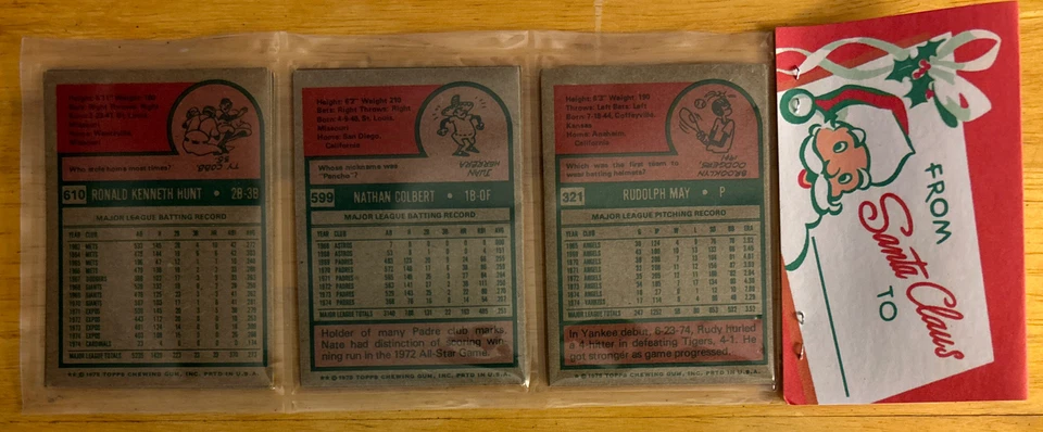 Holiday Pack Mike Hargrove Tommy John Tommy Davis Ron Hunt Nate Colbert Rudy May - Image 2 of 2