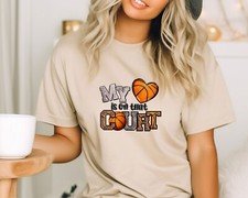 My Heart Is On That Court Basketball Mom Shirt Game Day T-Shirt Mothers Day Gift