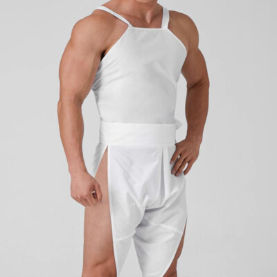 Men Chinese Hanfu Underwear Bellyband Boxer Shorts Panties Slit White ...