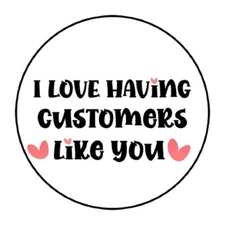 30 SMALL BUSINESS STICKERS ENVELOPE SEALS LABELS 1.5" ROUND THANK YOU HEARTS