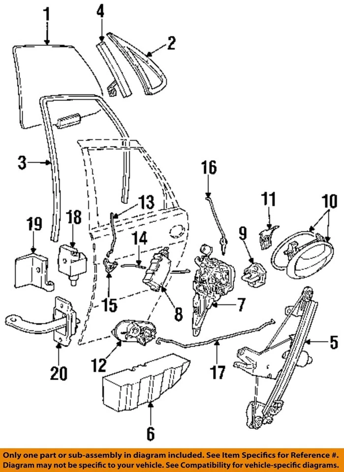 Cristal puerta trasera derecha OEM 1994 1995 1996 1997 1999 2000 2001 2002 2003 Saab 900 Foto 3 de 4