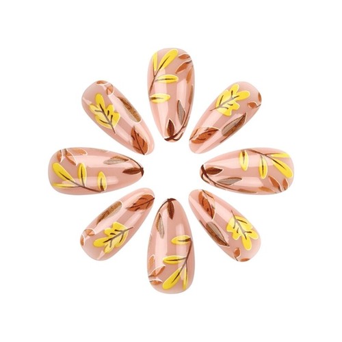 Autumn Leaf 24Pcs Almond Thanksgiving False Nails for Women Easy Apply Manicure - Picture 5 of 8