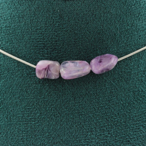 Halskette 3 Perlen Charoit Aus Russland. Kette Aus Edelstahl Halskette Damen-image