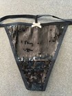 VICTORIA'S SECRET Black Sequin V-String Thong Panty Sexy Shine Glitter MED — photo 2