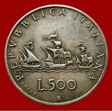 500 Lire 1957 Caravelle BANNER AGAINSTWIND proof minting error reproduction