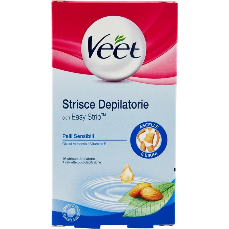 VEET 16 STRISCE DEPILATORIE CORPO PER PELLI SENSIBILI MANDORLA
